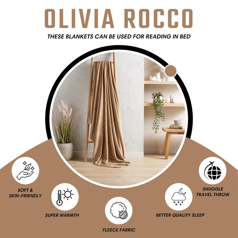 Olivia Rocco Flannel Fleece Throw Blanket Super Soft Warm Fluffy