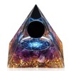 Besorgone Handmade Orgonite Pyramid for Positive Energy Obsidian Crystal Sphere