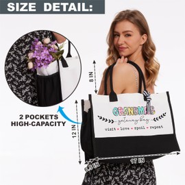 luixd Canvas Tote Bag For Grandma, Grandma's Getaway Bag, Gift Bag For Grandma, Nana Gifts, Mother's Day Gift, Grandma Gift Ideas, Travel Shopping Bag, Nana Birthday Gifts - A13