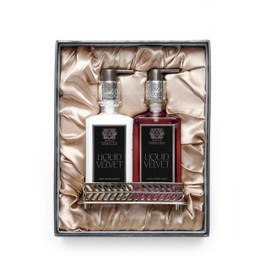 Antica Farmacista Liquid Velvet Acrylic Bath & Body Gift Set - Moisturizing Scented Lotion - Premium Hand Wash - With Silver Tray - Mother's Day Skincare Gift - Hand & Skin Hydration - Liquid Velvet