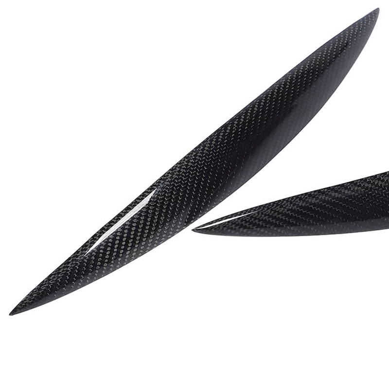 2pcs Carbon Fiber Headlight Eyebrows Left Right Glossy 3K Twill