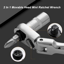Ratchet Wrench, 2 in 1 Quick Release Flex Head Teardrop Ratchet, Reversible Ratchet Wrench, 1/4 Drive Hand Tools, 72 Tooth 5 Degree Swing, Mini Size for Compact Tight Spaces