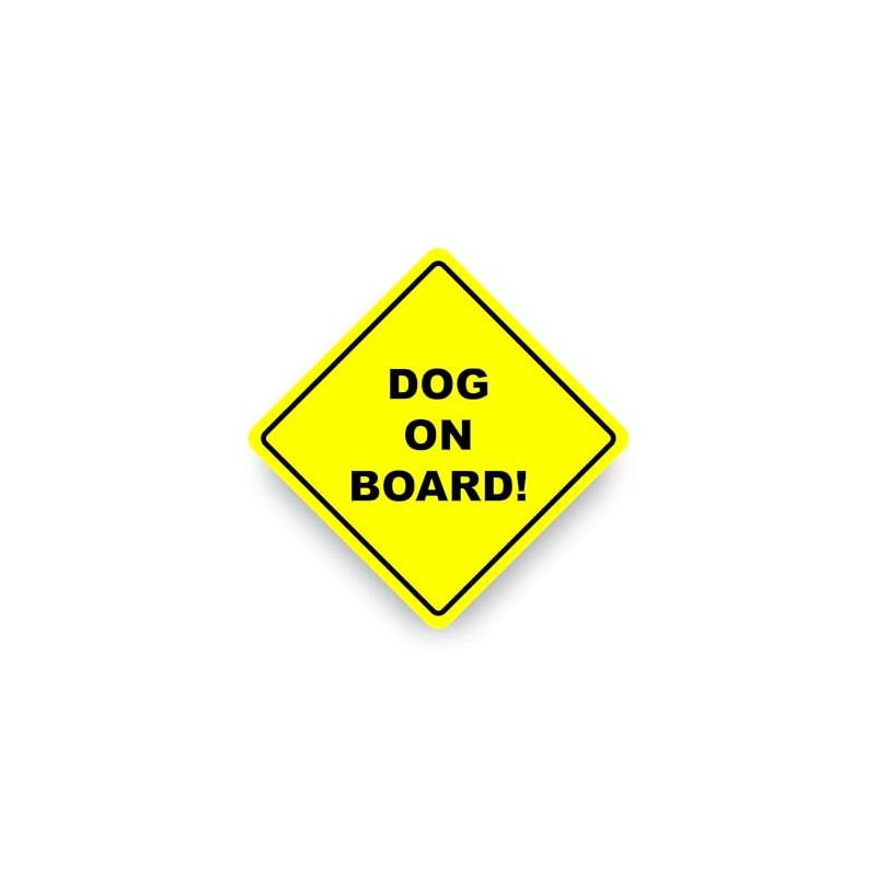 DOG ON BOARD WARNING SAFETY BUMPER STICKER Yellow Sign Car