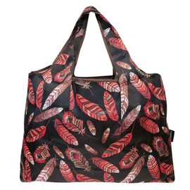 allydrew Large Foldable Tote Nylon Reusable Grocery Bag, Feathers