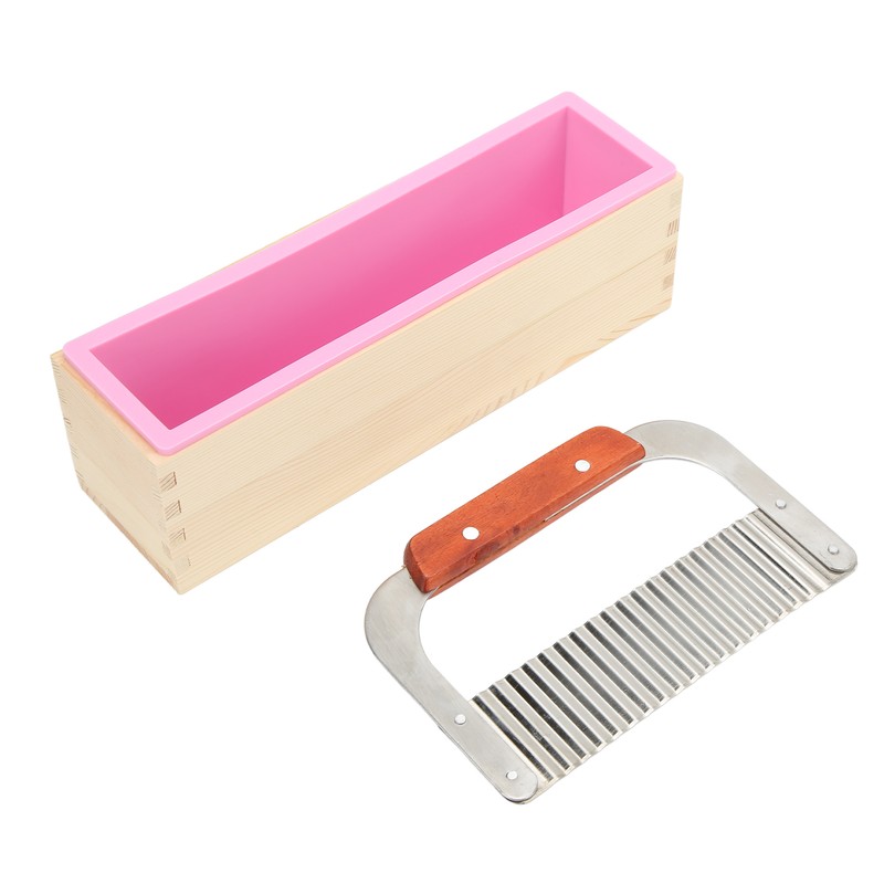 Wooden Loaf Soap Cutter Mold with 1 Pc Silicone Mold