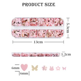 Valentine's Day Nail Sequins Glitter - YiXuTag Heart Nail Art Glitter, Glitter for Face Body Glitter, Shiny 3D Nail Art Stickers, DIY Decoration on Nails, Apply Face Eyes Hair Body