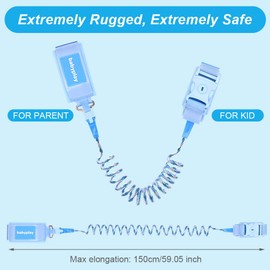 AOMIG Baby Anti-Lost Belt, 360° Rotatable Anti-Lost Wrist Belt Lead for Children, Elastic Wire Rope, Anti-Lost Wrist Belt with Safety Lock (Blue)