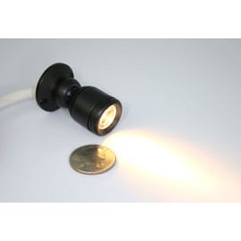 Micro Pivoting LED Spotlight - 1 Watt High Power LED Lamp - Tiny Size, Warm White LED, 12 to 28VDC -