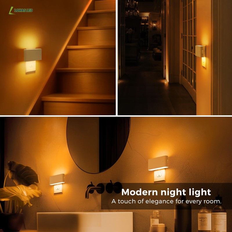 L LOHAS LED Night Light, 2 Pack Dimmable Modern LED