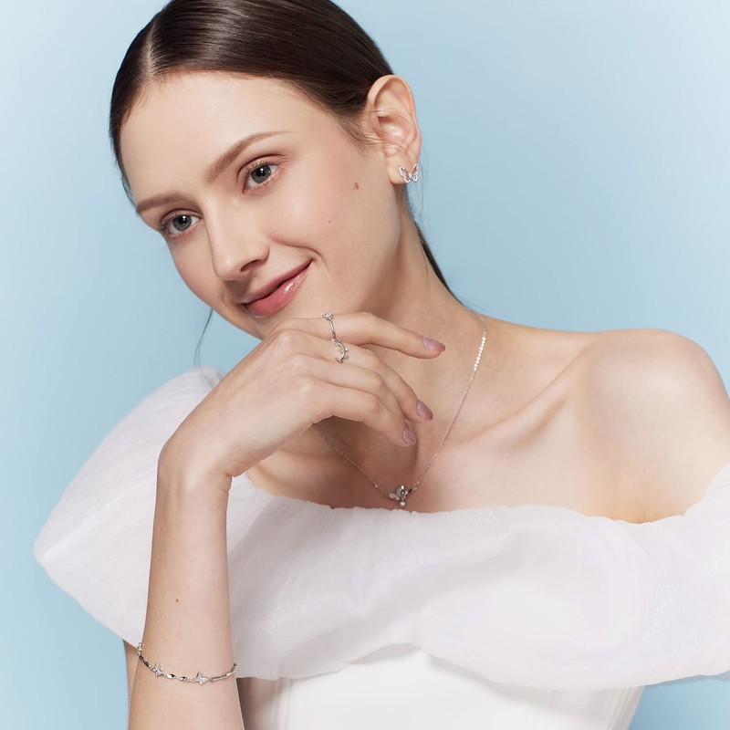 Dainty Butterfly Earrings for Women 925 Pure Silver Studs Handmade