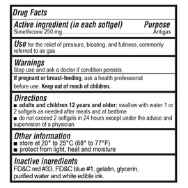 Maximum Strength Gas Relief Softgels with Simethicone 250 mg Relieve Pressure, Bloating and Painful Discomfort Compare to Gas-X and Phazyme -100 Count
