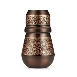 Bedside Water Carafe - Copper Bottle for Drinking Water- Pitcher with Lid - Ayurveda Healing Benefit Heavy Duty Vessel - 34 Oz