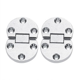 Folding Flip Top Hinge, 2Pcs Zinc Alloy Self-Supporting 180 Degree Round Sewing Folding Table Backflap Hinges for Home Flap Desk Cupboard Oval Hardware