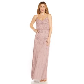 Adrianna Papell Women's Spaghetti Strap Blouson Gown, Dusted Petal, 8