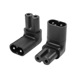 IEC320 C7 to C8 Right Angle Adapter YACSEJAO 2PCS 250V 2.5A Figure 8 IEC 320 C7 to C8 90 Degree Vertical AC Converter for Laptops Printers Scanners (Down angle)