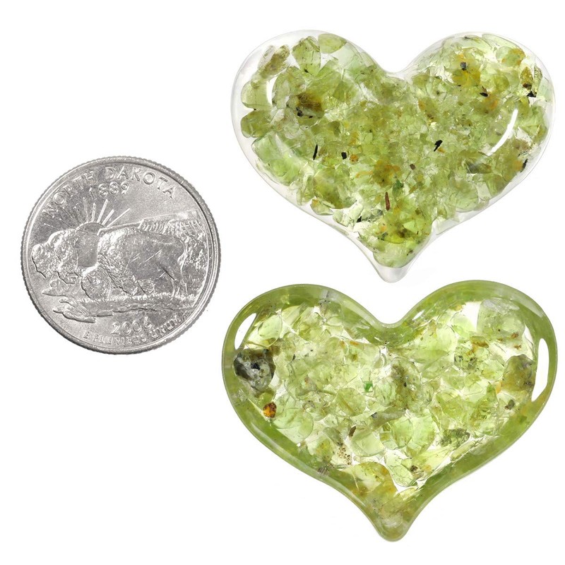 mookaitedecor 5 Pcs Peridot Heart Shaped Pocket Palm Stones