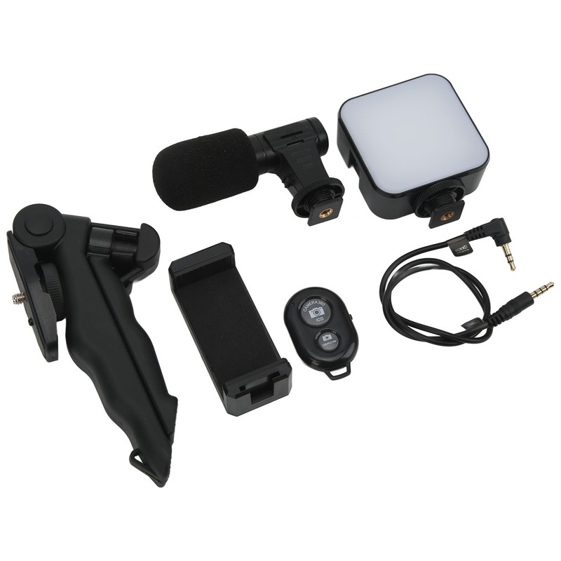 Smartphone Video Kit Tripod Mobile Phone Clip Fill Light Microphone