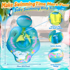 Baby Swimming Float, Baby Pool Float with SPF 50+ Sun Canopy, Inflatable Toddler Swimming Ring with Safety Seat, Fun Water Toys Bathing Accessories for 3-12 Months Babies Toddlers Kids