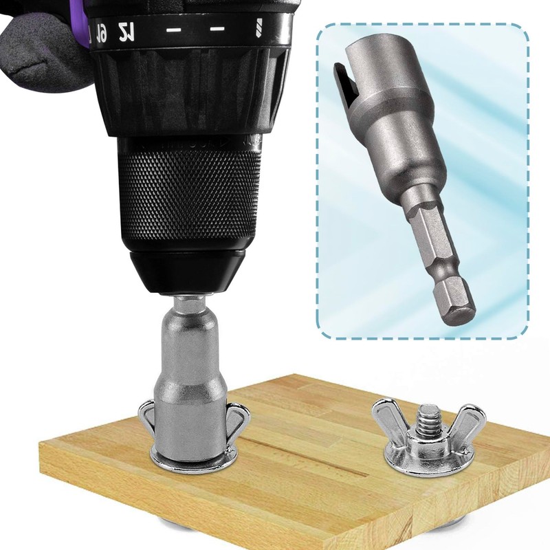 Lekgavd 2 Packs Power Wing Nut Driver Set, 1/4" Hex