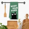 Xmsaitar Green Funny Black Cat Bathroom Kitchen Towels, Wash Your