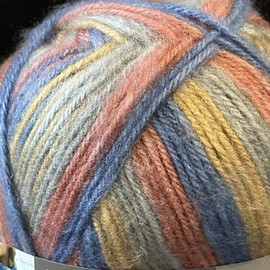 Red Heart DREAMY STRIPES Yarn DREAM CATCHER #9368 Blue Orange Yellow Gray 6.3 oz