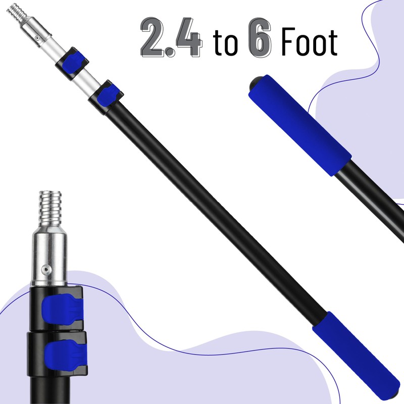 Bates- Extension Pole, 2.4 to 6 Ft Pole, Dark Blue,
