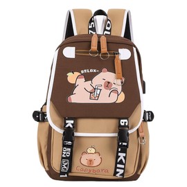 HICARRY Kids School Backpack, Cute School Bags, Kawaii Capybara Nylon Rucksack Handbags, Casual Laptop Book Bag Daypack Children's Backpacks for Girls Boys