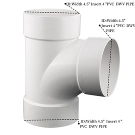4 Inches PVC DWV Sanitary TEE Street for Drain Waste and Vent, PVC Pipe Fittings Connect Coupling Adapter white (4 Inches)