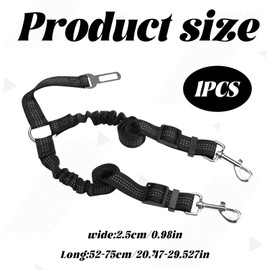 Double Dog Seat Belt,Adjustable Elastic Pet Car Harness With Anti-Shock Bungee,Dog Seat Belts for Cars Uk,Heavy Duty Safety Restraint for Travel & Daily Use (70cm)