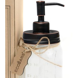 Eco Jars Black Mason Jar Soap Dispenser Vintage Style, Glass, Stainless Steel, 500ml, Housewarming Gift Box