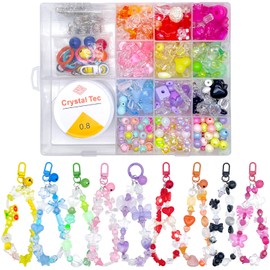 Ygorios 750 Pcs Acrylic Assorted Beads - Cute, Pastel Beads for Bracelets Making, Flower, Star, Butterfly Designs