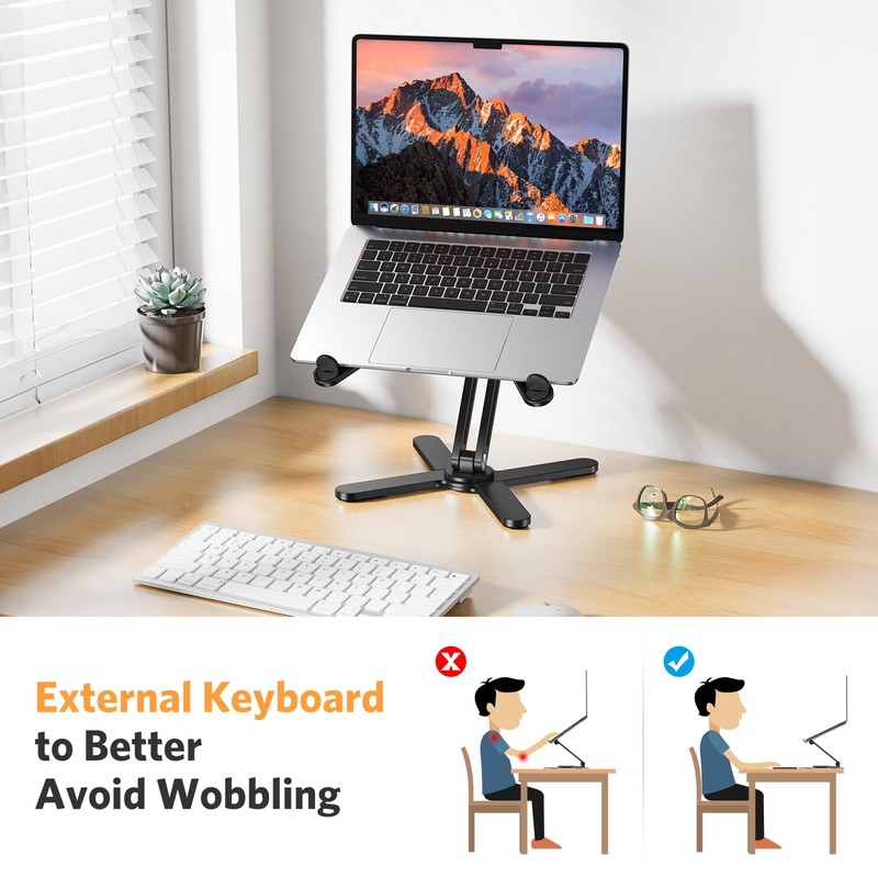 OMOTON 360° Rotating Laptop Stand Riser for Desk, Ergonomic Foldable