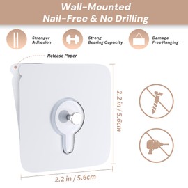 Liexopr 24 Pack-Adhesive Hooks, Waterproof Removable，Hooks for Walls no Damage，no Drill Picture Hangers，Sticky Hooks for Hanging