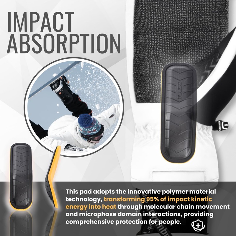 devembr Ski Mittens with Wrist Guards and Undercuff Design, Snowboard