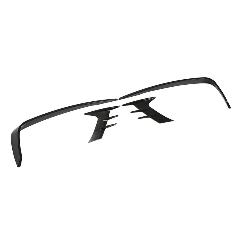 4Pcs Glossy Black Front Bumper Fog Light Eyebrow Cover Trim