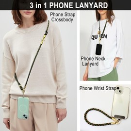 DAOSUN Phone Lanyard Crossbody, 3 in 1 Detachable Anti Theft Cell Phone Cross Body Strap |Wrist Strap & Neck Lanyard with Tether Tab for Women and Men (Camouflage)