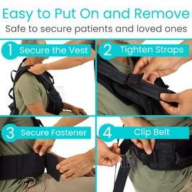 Vive Gait Belt Transfer Harness with Padded Handles and Quick Release Buckle - Bed Mobility Assist Device for Patient Care - Safe Lifting Aid - Lift Support for Physical Therapy and Seniors (Black)