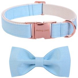 ARING PET Dog Collar, Fancy Blue Bowtie Dog Collars, Adjustable Wedding Dog Collar Bow with Metal Buckle for Small Medium Large Boy and Girl Dogs