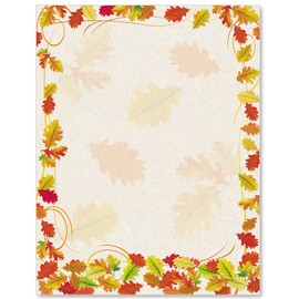 Paperdirect Dropping Leaves Thanksgiving Fall Autumn Theme Paper Stationery, Border Paper, Letterhead 8.5 x 11, 25 sheets, Elegant Premium Writing Decorative Printer Paper