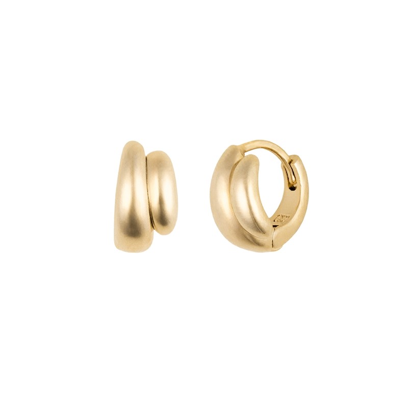 Gold&Deer 14K Goldfield Double Muse One-Touch Earrings White Gold /