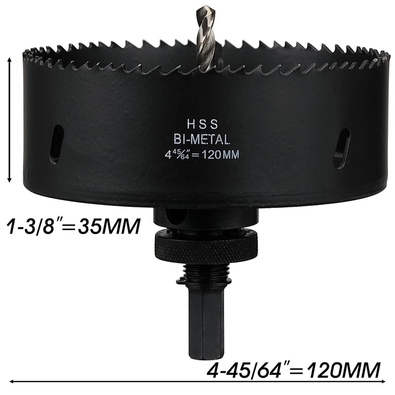 120mm Hole Saw, HSS Bi-Metal Hole Cutter with Pilot Bit