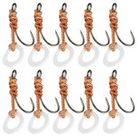 Be In Your Mind 10pcs Size 10 Barbless Pre-Tied Hook Hair Rig for Carp Fishing