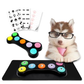ANLIKY Dog Communication Sound Buttons with Mat, 30 Scene Training Stickers,15 Custom Stickers, Training Instructions, Material Safety, Contains AAA Batteries (7 Colors, Small Size)