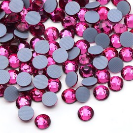 Hotfix Rhinestones Flatback Glass Rhinestone 1440PCS SS16 3.7-3.9MM Round Gems for Nails Art Glitter Crystals Stone DIY Bags Clothes Shoes (Rose Pink)