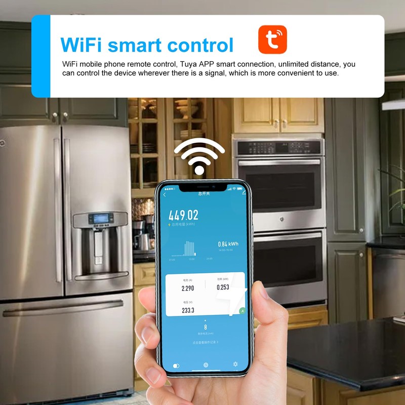 63A WiFi Power Meter Automatic Surge Protection Lightning Protection Circuit