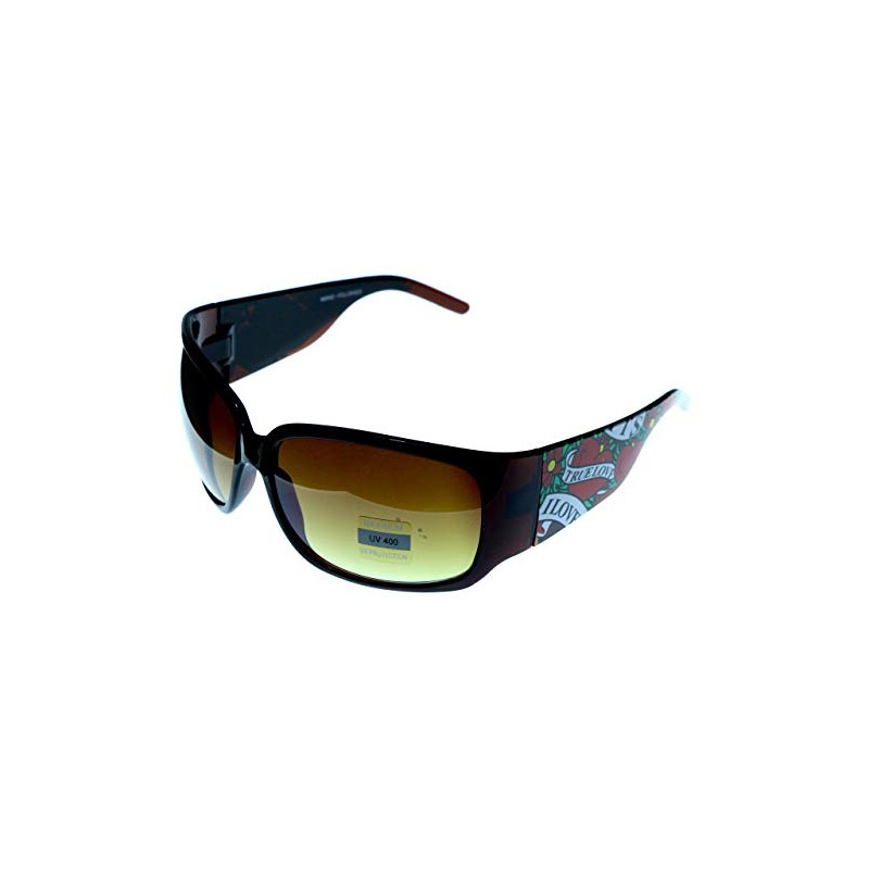 Mi Amore UV protection Love print design Goggle-Sunglasses Brown Frame