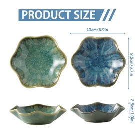 2Pcs Ceramic Jewelry Dishes, Decorative Trinket Trays, Small Ring Dishes, Trinket Key Trays, Jewelry Trays, Jewelry Plates, Key Bowl, Ceramic Trinket Dish Gift for Women and Girls (Green+Vintage blue)