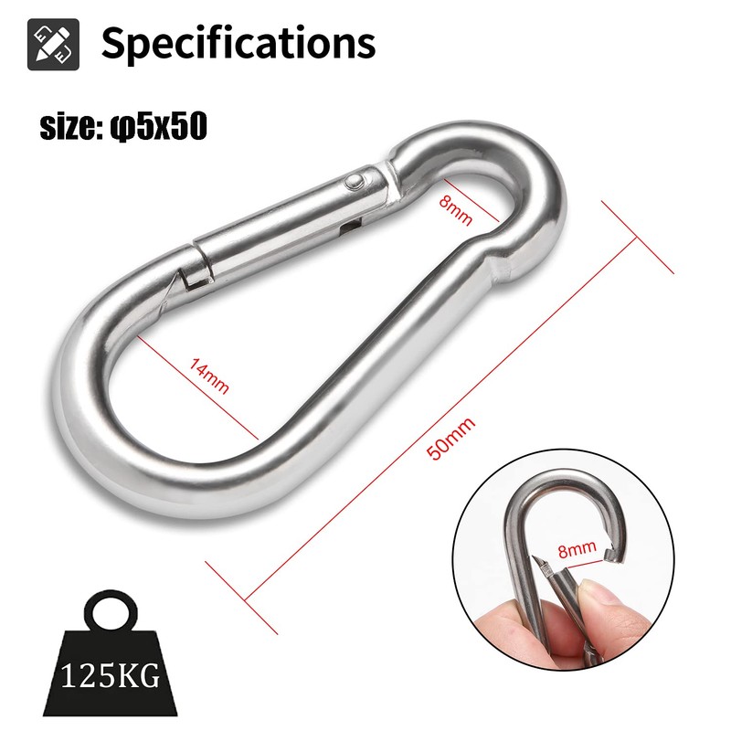 Carabiner Alloy Steel Key Ring Snap Hook 50 mm x