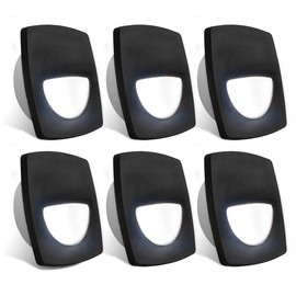 Dream lighting 12volt LED Black Recessed Companion Way Courtesy Light for Marine Ship Boat Cabin, RV Stair Step Light, Exterior Patio Garden Landscape Lighting –Square, Cool White, Pack of 6