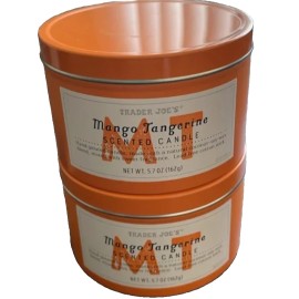 Trader Joe's 2 Pack Trader Joes Mango & Tangerine Scented Candles LIMITED 5.7 oz each tin